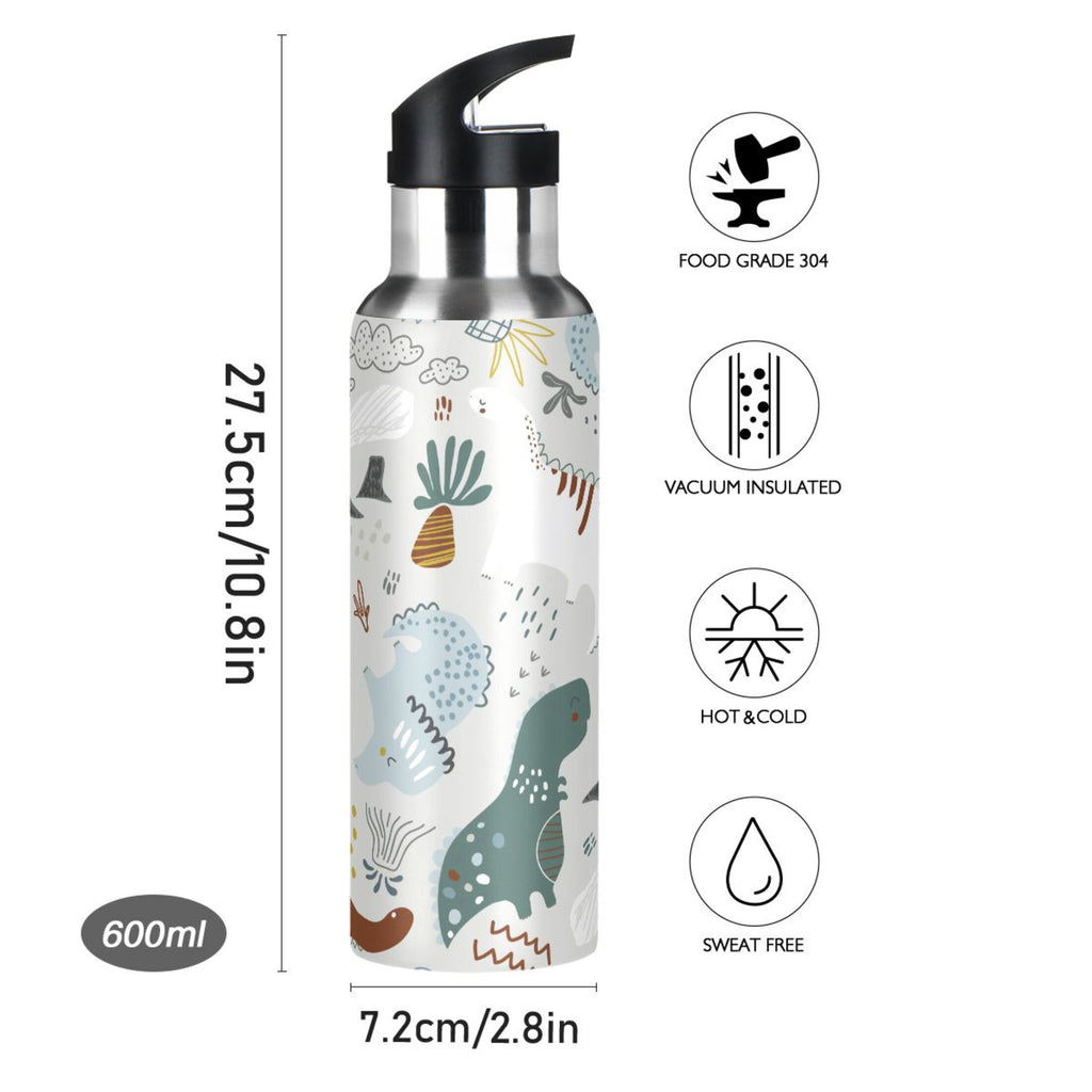 Green Stainless Steel Insulated Water Bottle with Straw Lid C49432