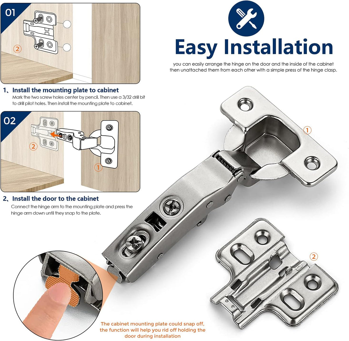 60 Pack 30 Pairs Soft Close Full Overlay Cabinet Door Hinges M29836