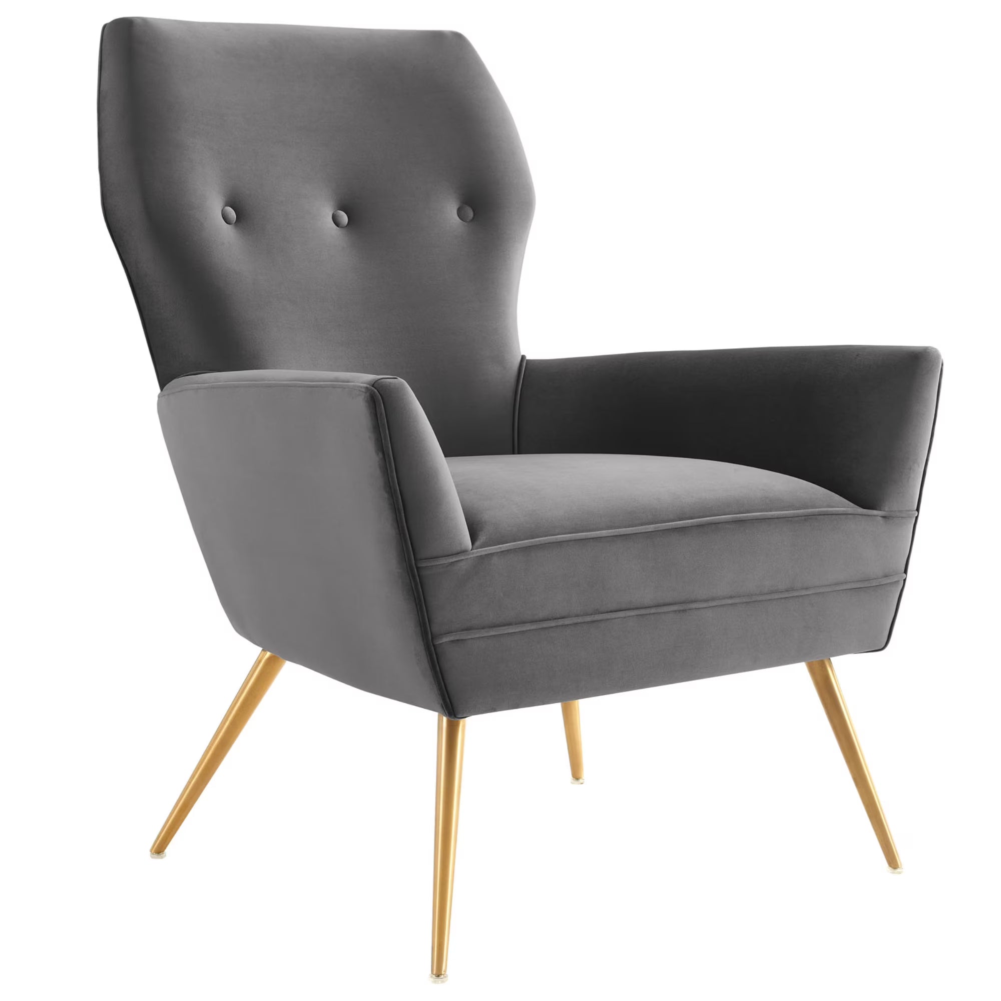 Gray Tufted Velvet Armchair T9202