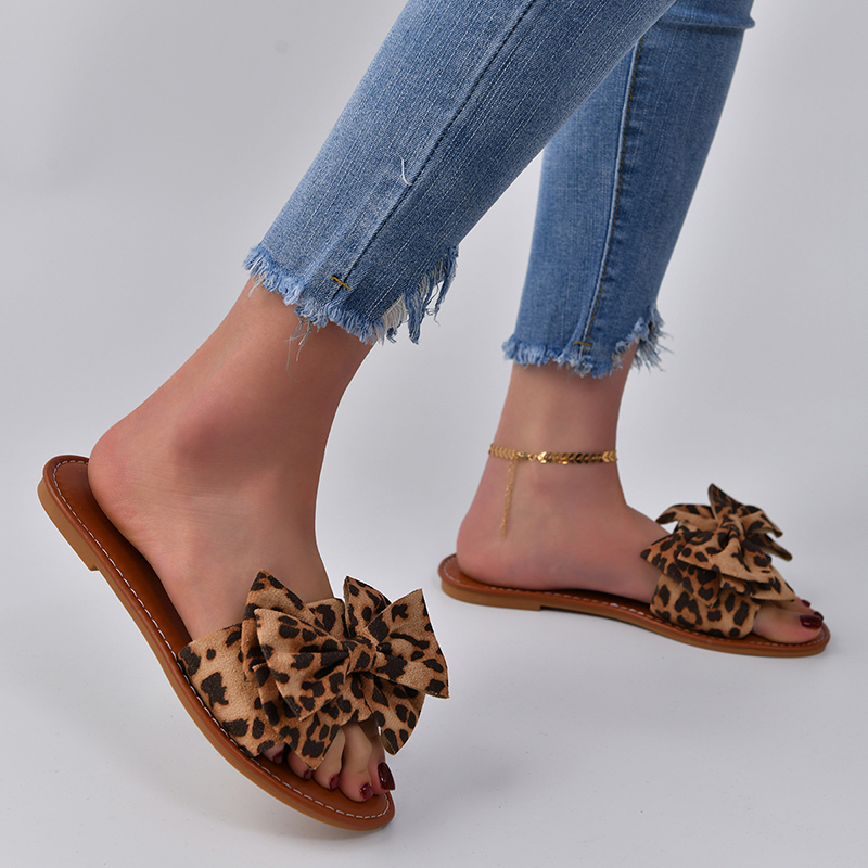 Women's Leopard-Print Bow Slippers