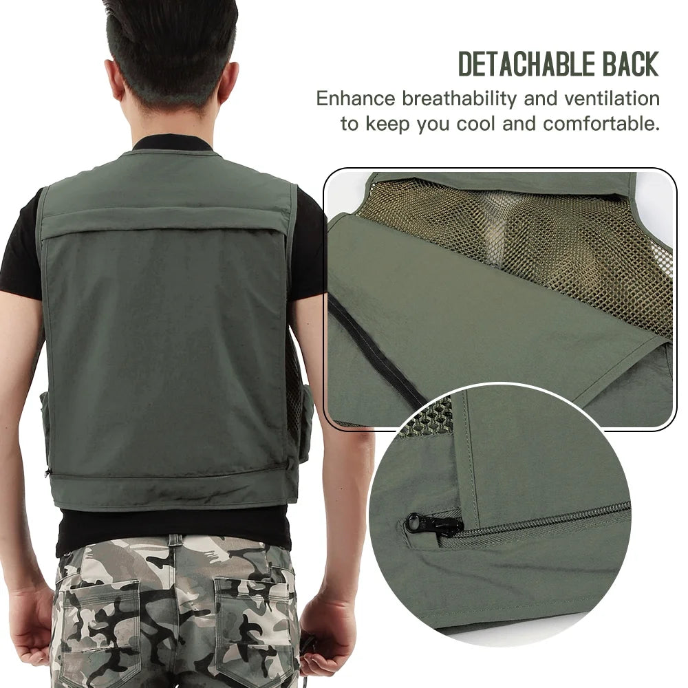Men Fishing Cargo Vest Jacket O2770