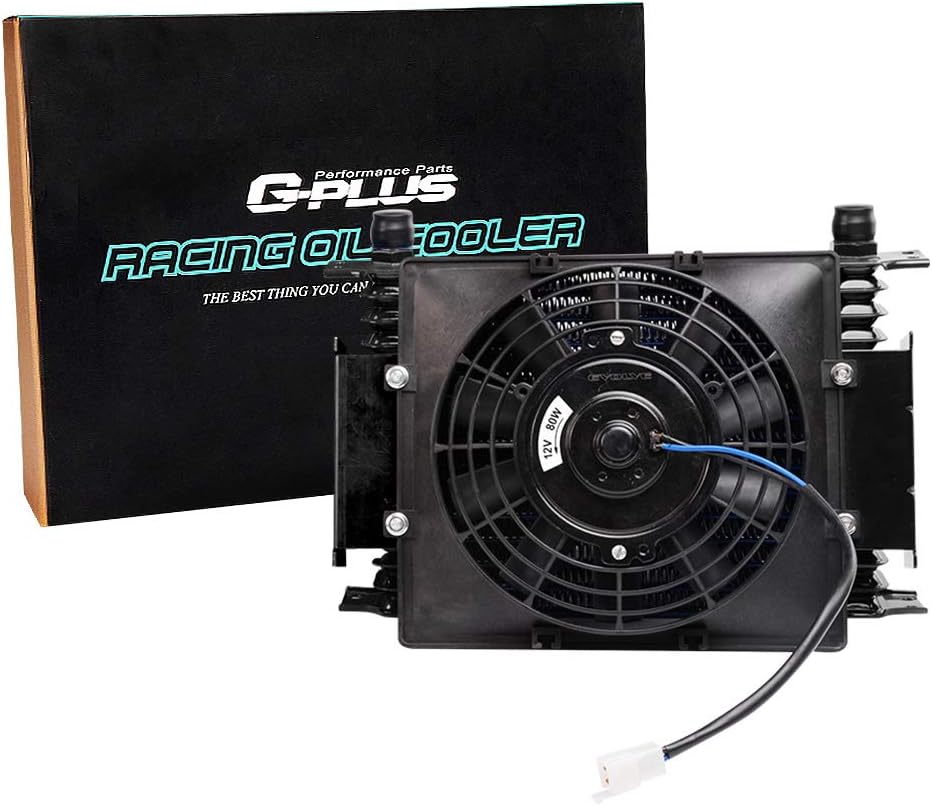 Universal Engine Transmission Oil Cooler with 7" Fixed Black Cooling Fan Kit J8209