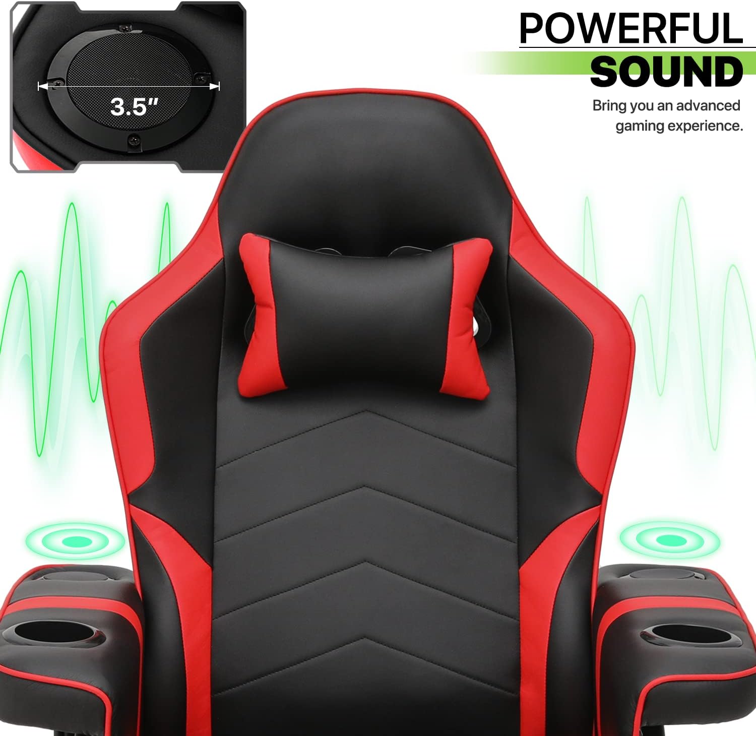 Red PU Leather 360° Swivel Recliner Massage Chair with Footrest B4399