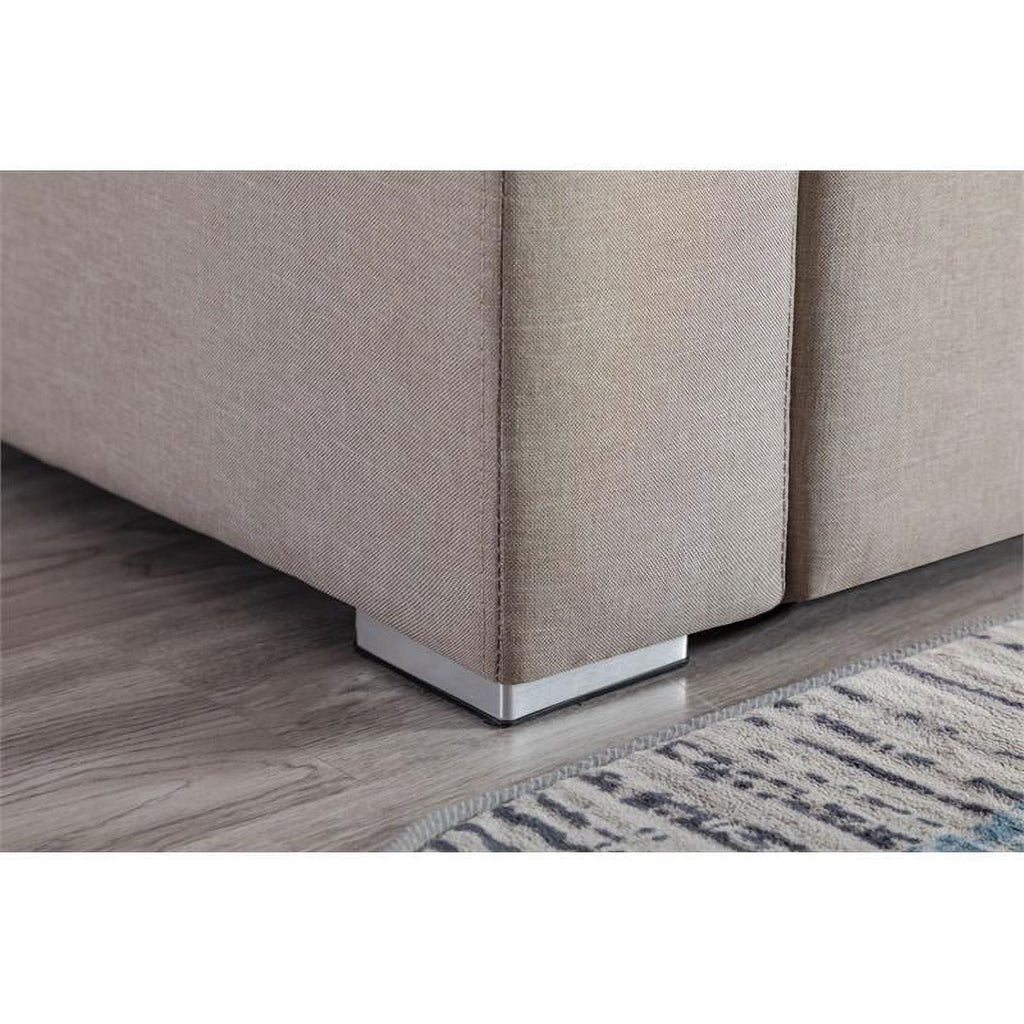 Beige Fabric Reversible Sectional with Charging Port and Storage Console O691571
