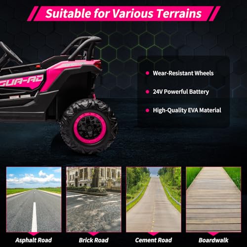 24V Battery Powered Electric UTV Car with Remote Control, Spring Suspension, 200W Motor, Metal Frame, LED Lights Z55302