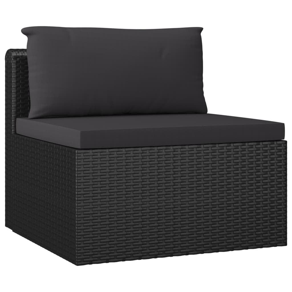 3 Piece Black Poly Rattan Outdoor Sofa Set D845282