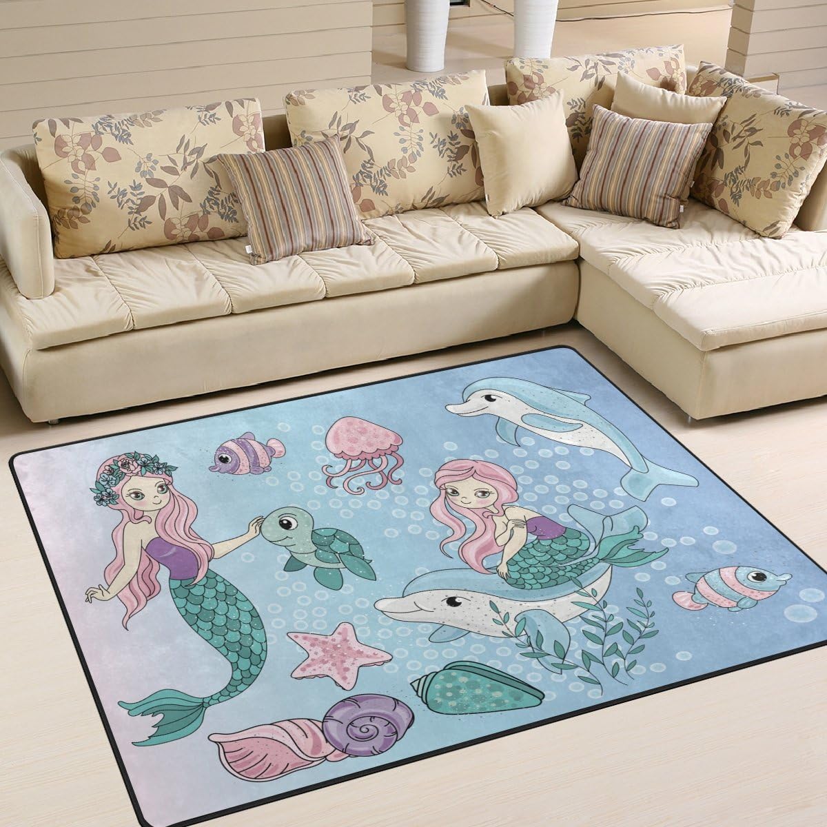 Underwater Magic Fairyland Lightweight Carpet Mats, 6'8" x 4'10" Area Soft Rugs Floor Mat Rug E129328
