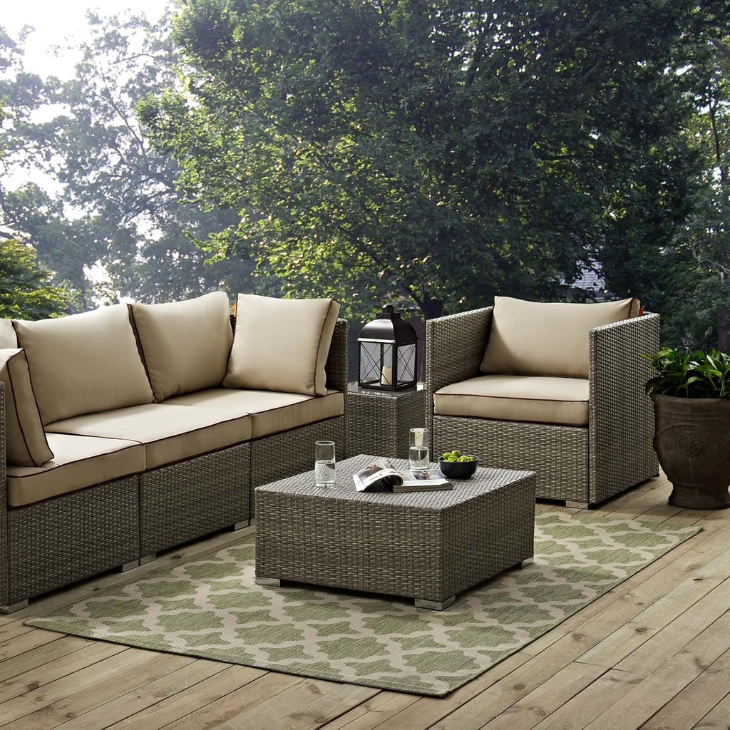 Black and Beige 8x10 Indoor and Outdoor Rug E9727