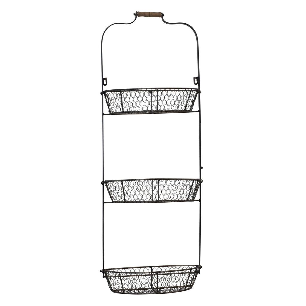 Black Metal Triple Wall Basket Y605