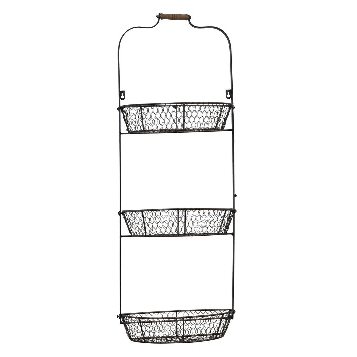 Black Metal Triple Wall Basket Y605