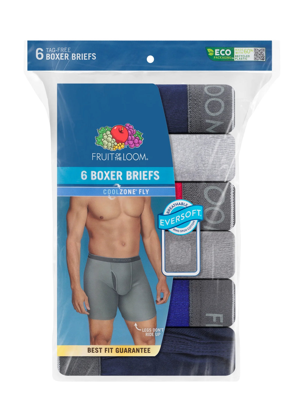 6 Pack Men's CoolZone Boxer Briefs O9174