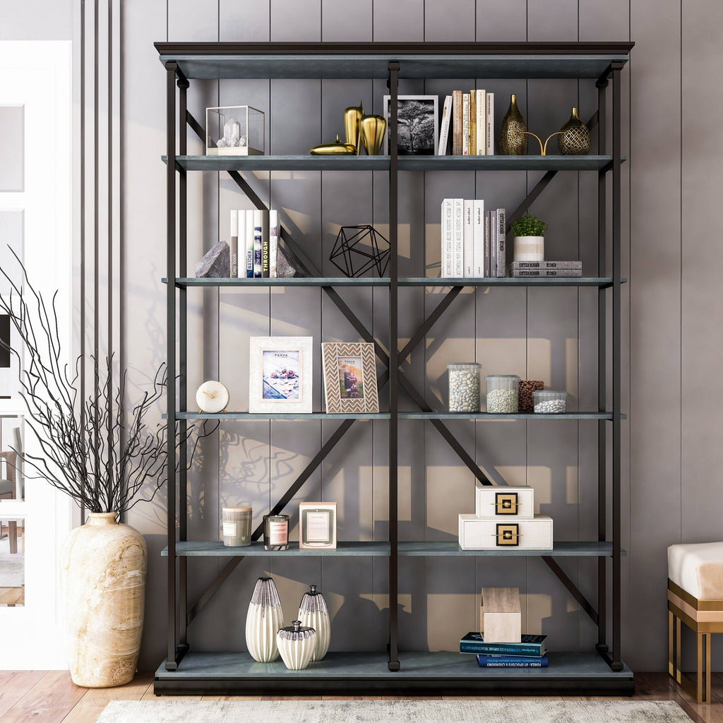 Antique Grey 5 Layer Metal Bookcase X76131