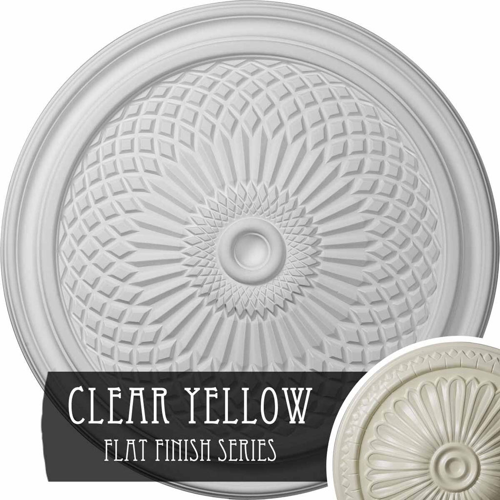 22x22OD x 1 3/4x22P Hand-Painted Clear Yellow Ceiling Medallion O28249