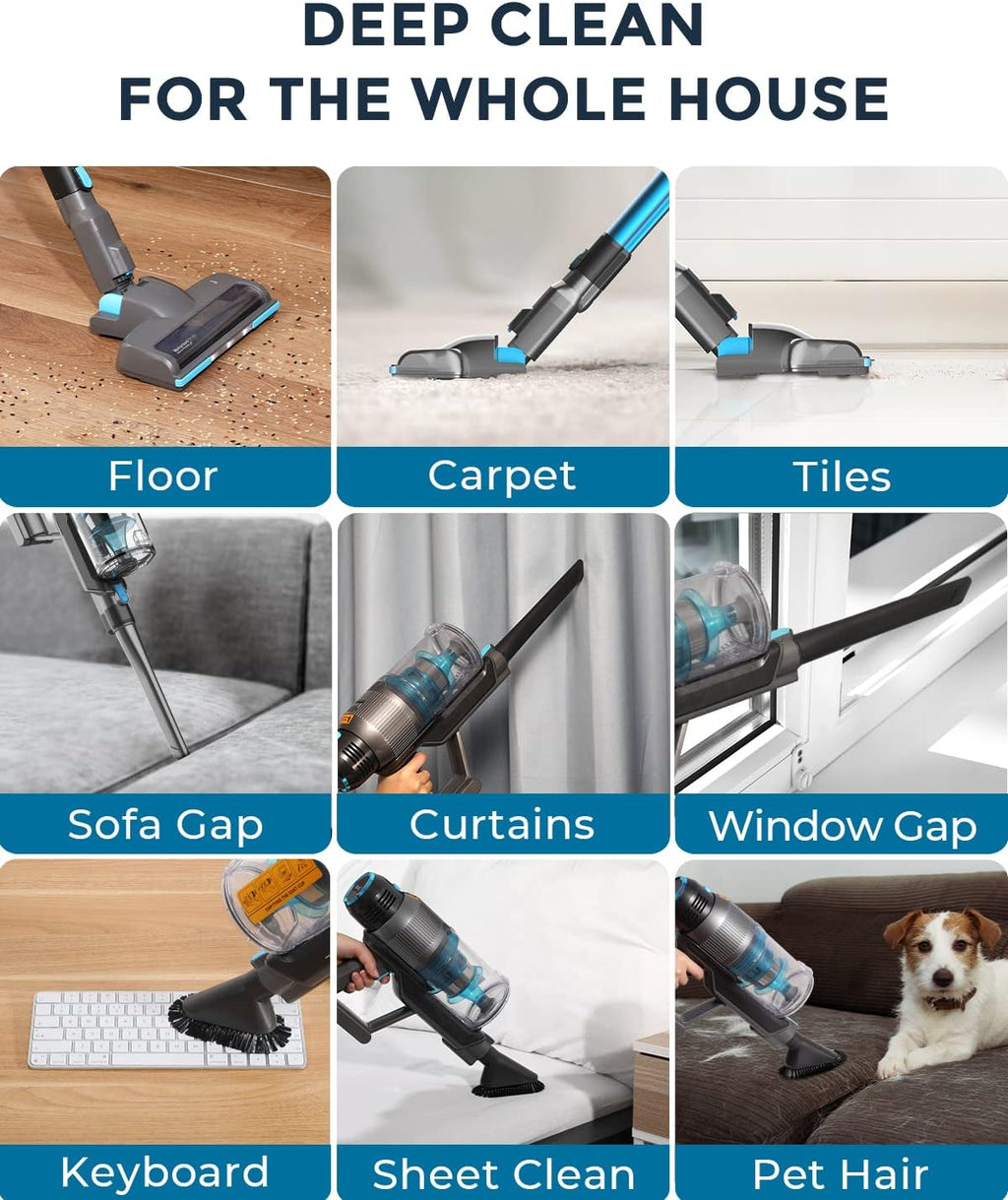 Cordless Stick Vacuum Cleaner with Self Stand, 22KPa, 40Min Runtime, LED Light F515556