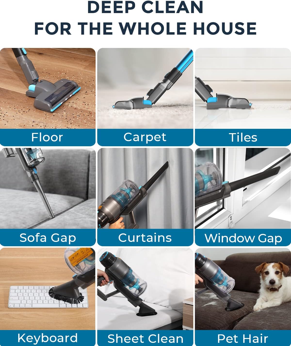 Cordless Stick Vacuum Cleaner with Self Stand, 22KPa, 40Min Runtime, LED Light F515556