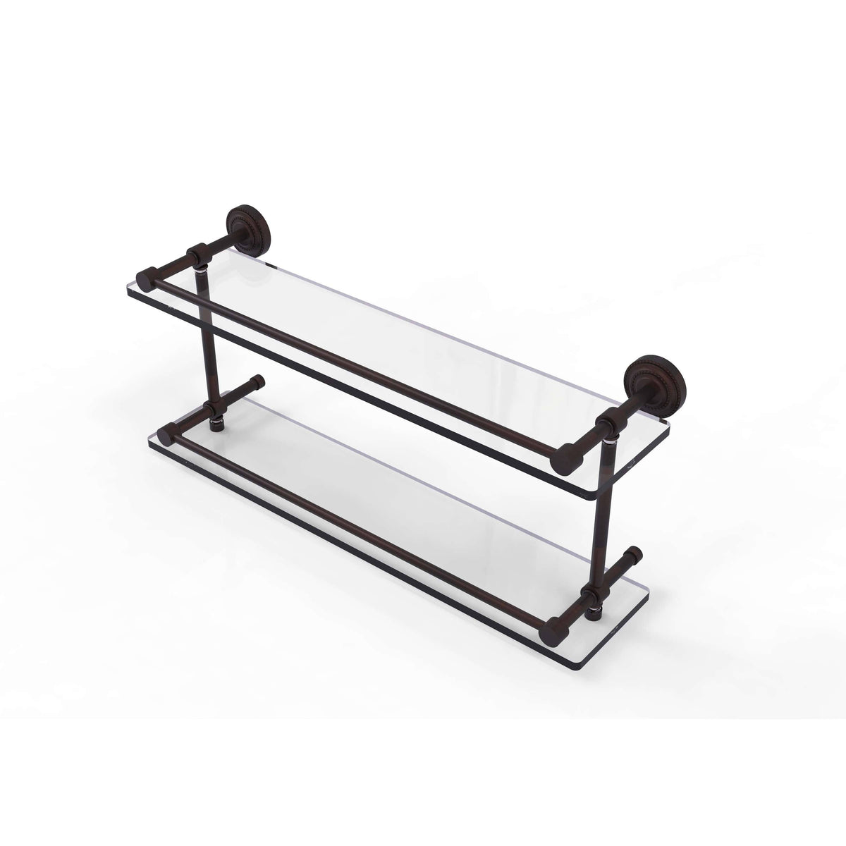Double Glass Shelf with Gallery Rail - Venetian Bronze - 22 inch U5491