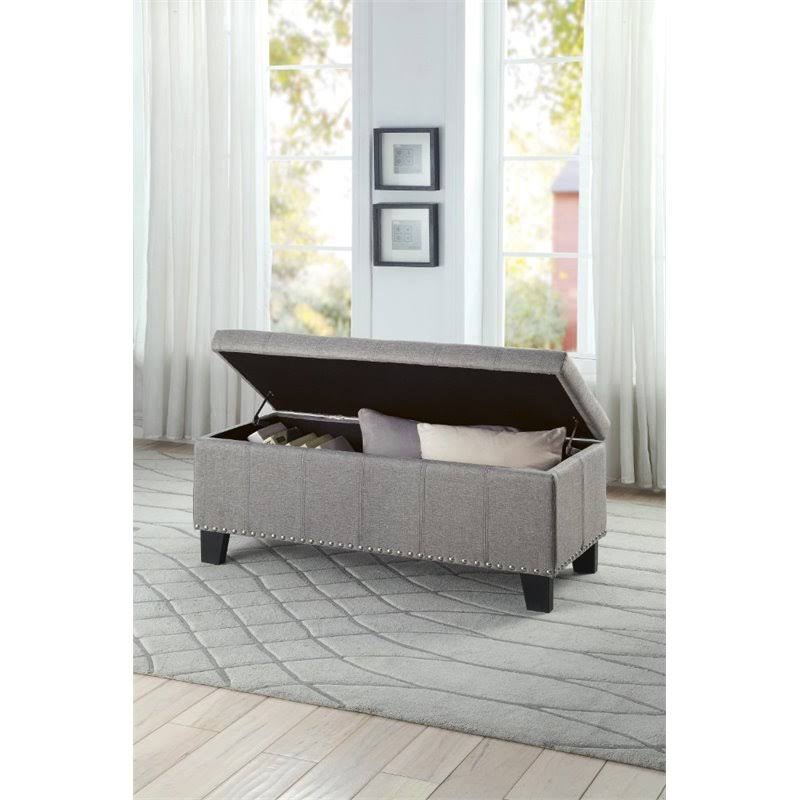 Wood Lift Top Storage Bench in Gray F83538