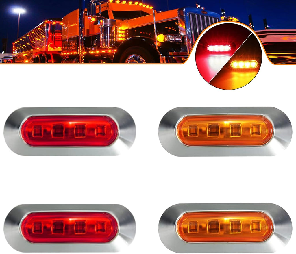40PCS Amber Red DC12V-24V LED Side Marker Indicator Lights M4849