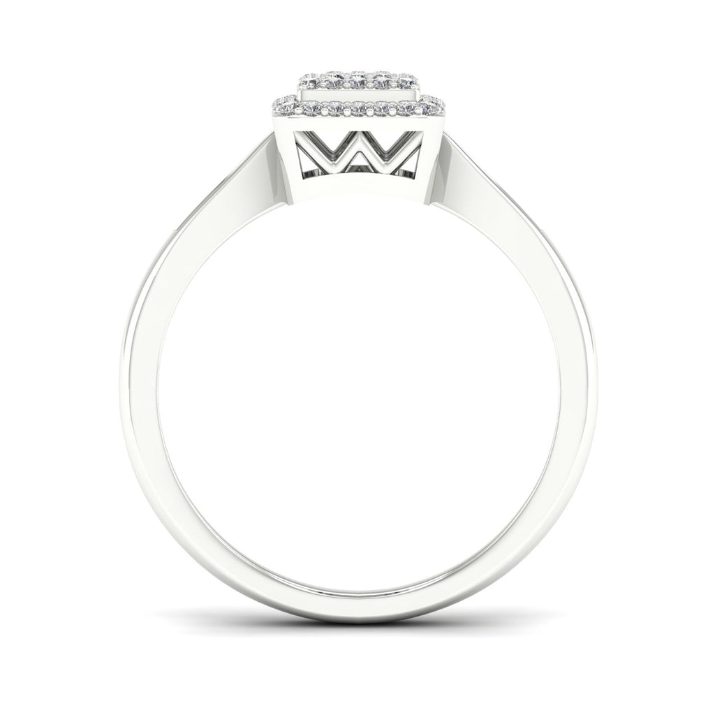 Sterling Silver Square Shape Engagement Ring W928031