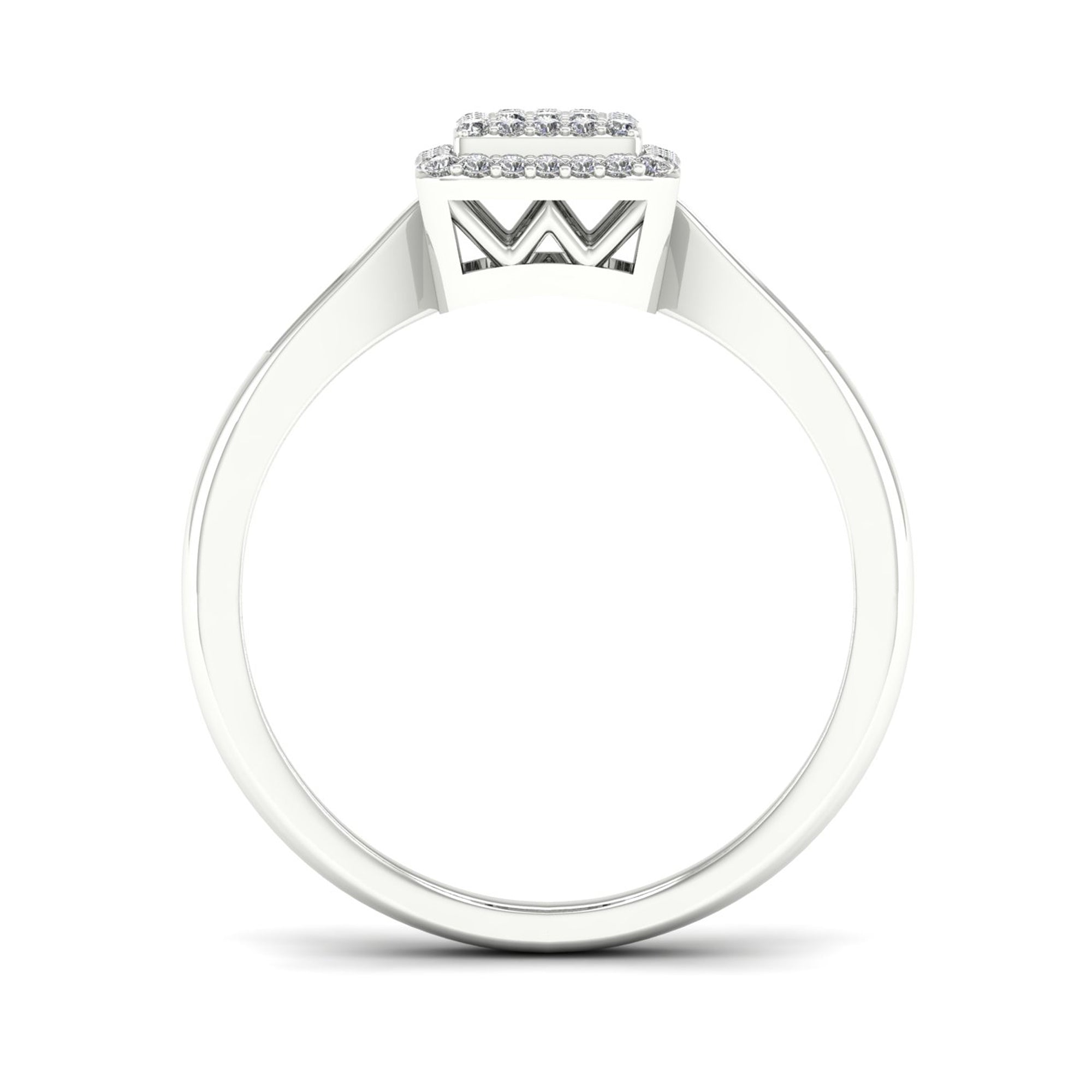 Sterling Silver Square Shape Engagement Ring W928031