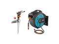 Pulsating Lawn Sprinkler Bundle with Swivel Garden Hose Reel Box N5866