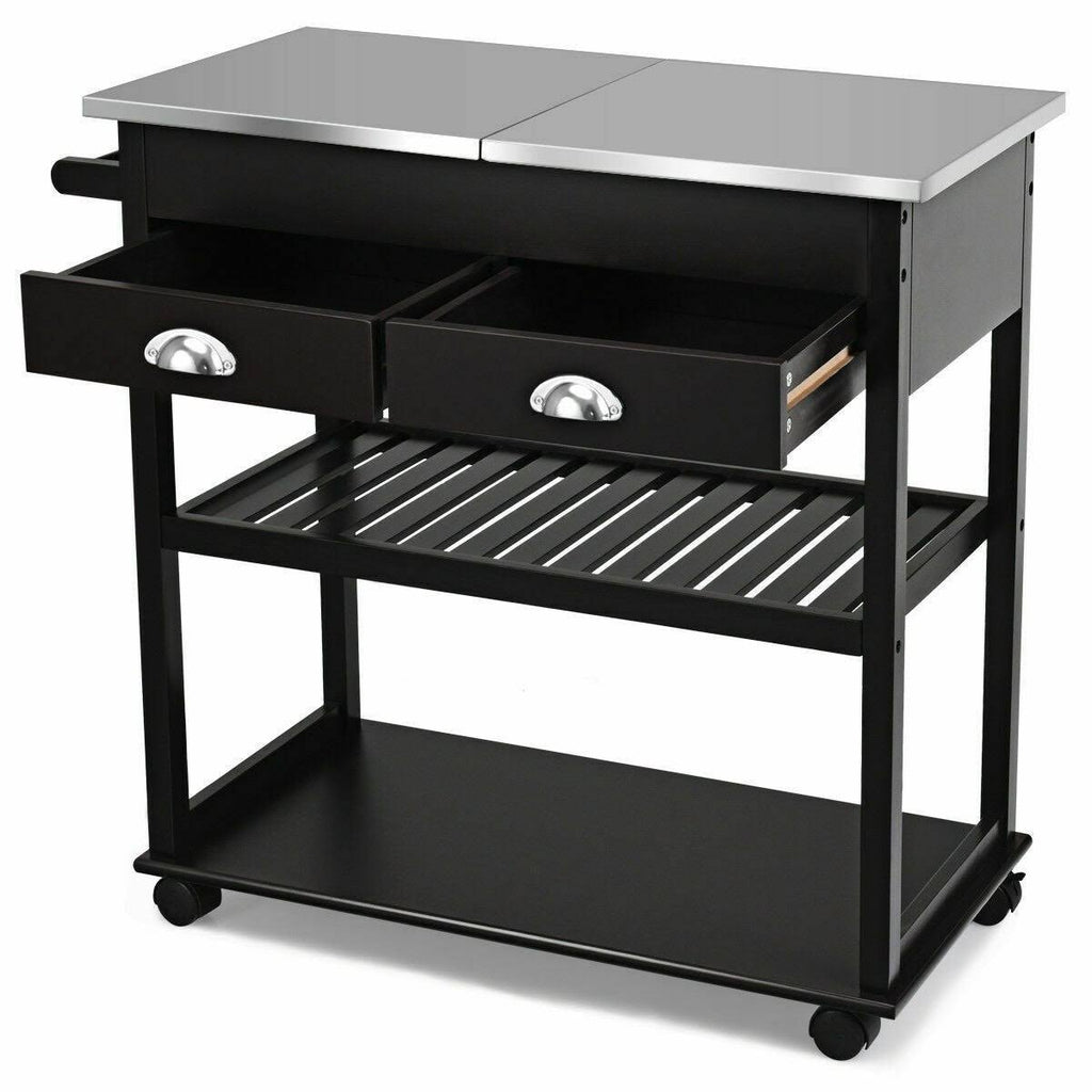 Stainless Steel Mobile Kitchen Trolley Cart with Drawers & Casters T981175