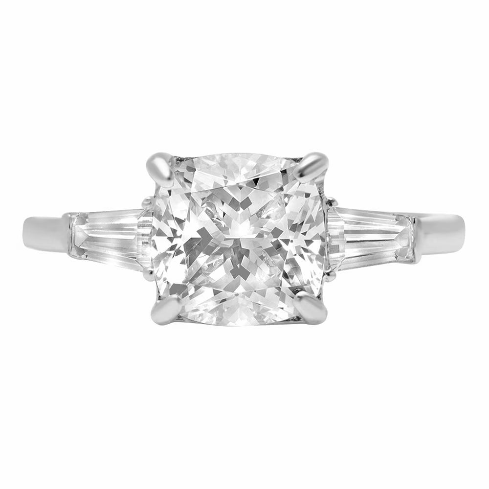 18K White Gold Three-Stone Diamond Engagement Ring H296