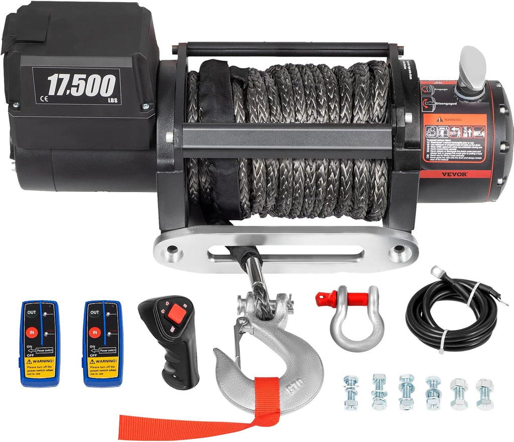 17500lb 12V Synthetic Rope Truck Winch with Wireless Remote Control L398