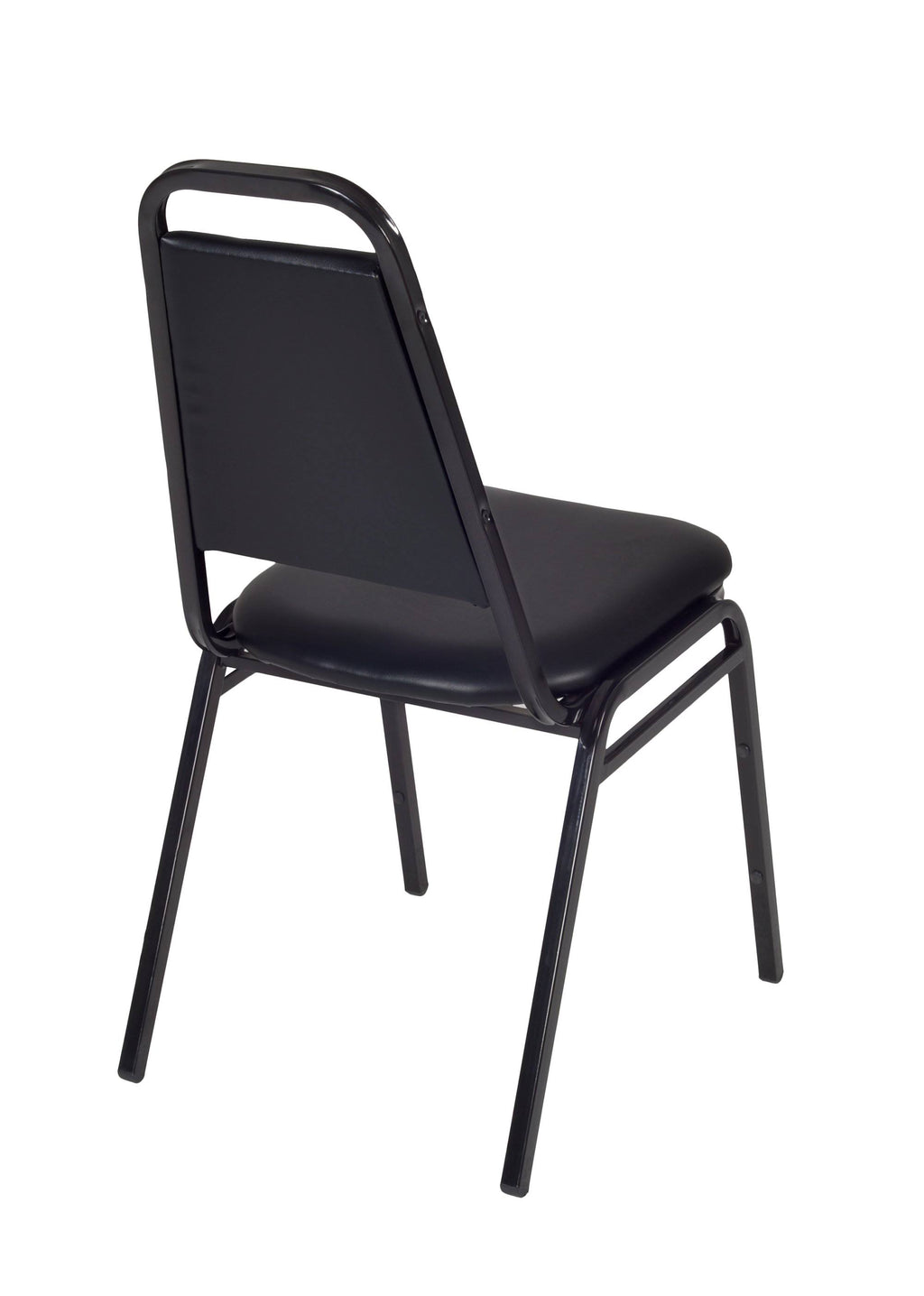 Mocha Walnut Round Breakroom Table and 4 Black Stack Chairs S542720