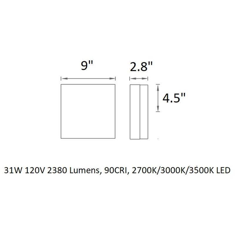 Titanium LED Square Flush Mount U393