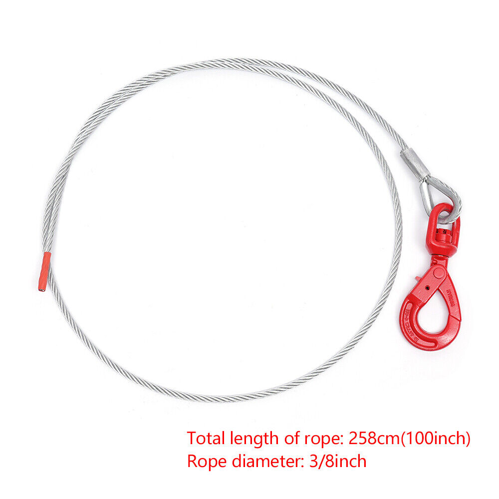 3/8" x 100" Steel Core Wire Rope Winch Cable with Swivel Hook I366285