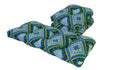 3 Piece Blue and Green Outdoor Seat Cushion Set O426770