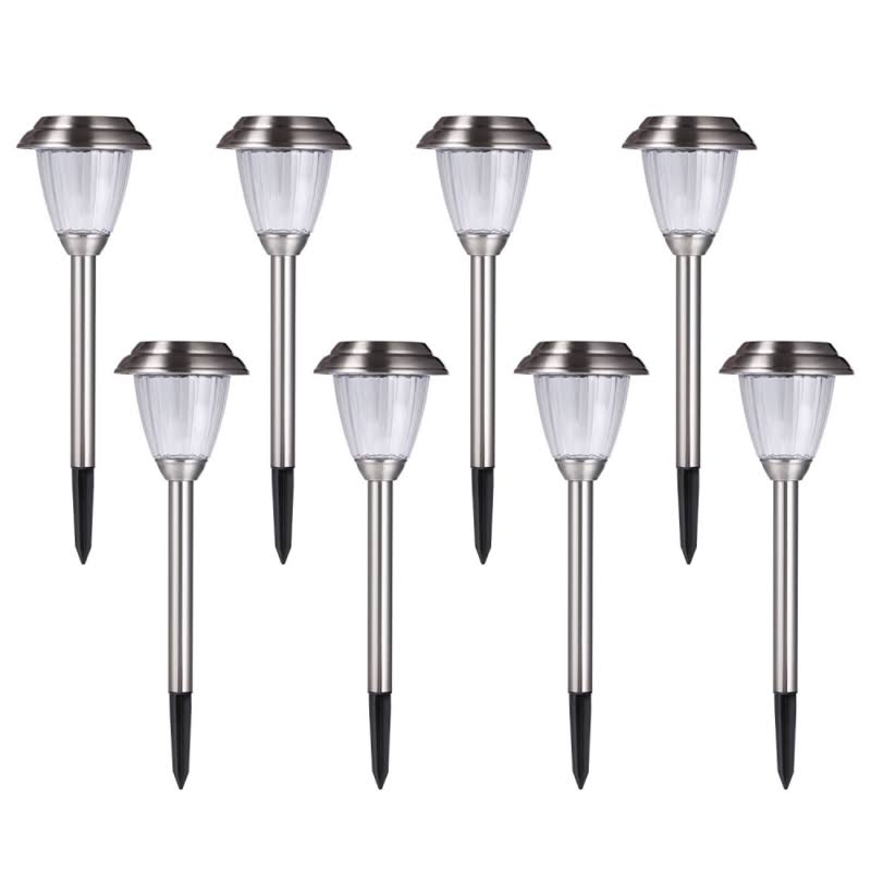 Solar LED Outdoor Lights 8-Pack Stainless Steel Pathway B4732