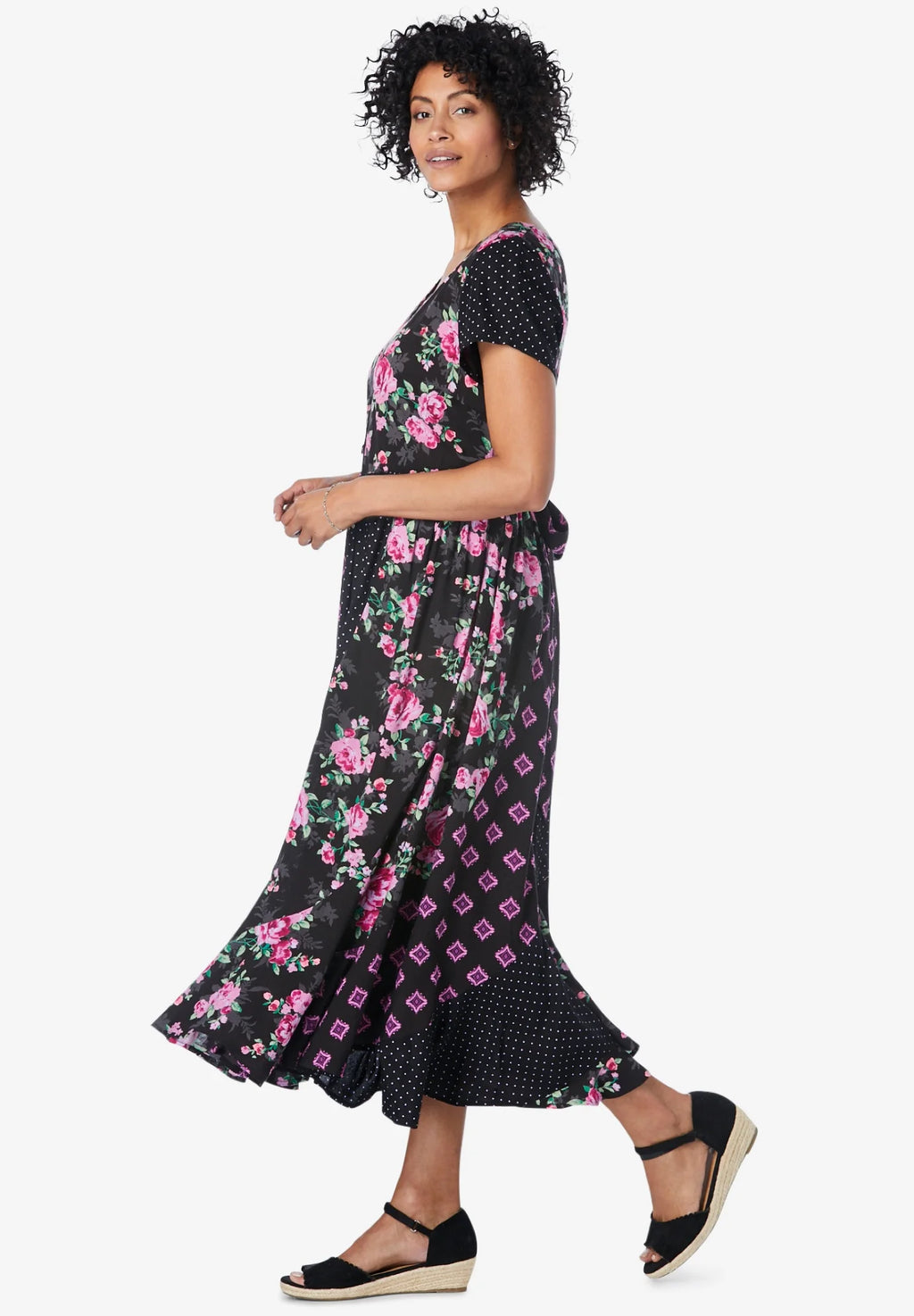 Plus Size Petite Rose Garden Maxi Dress X503196