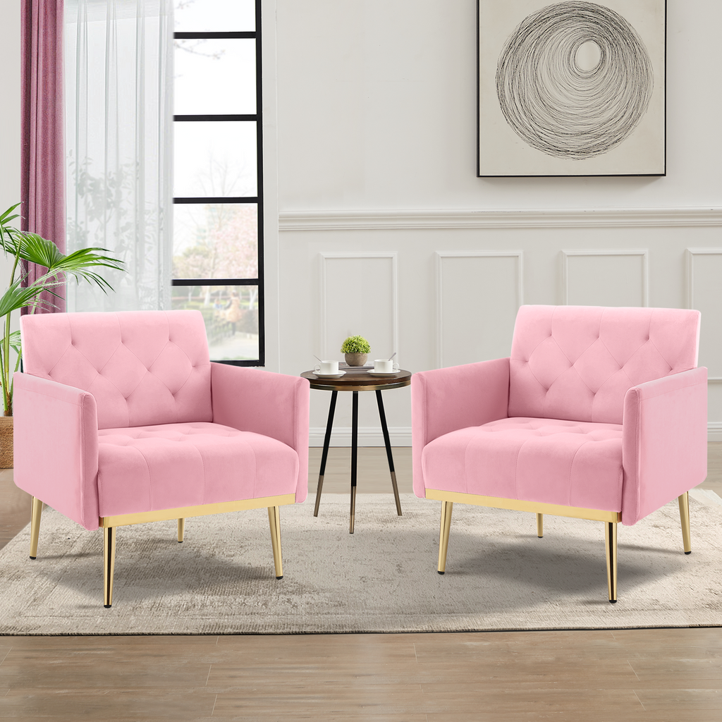 Black Velvet Accent Chair with Metal Legs Q754251