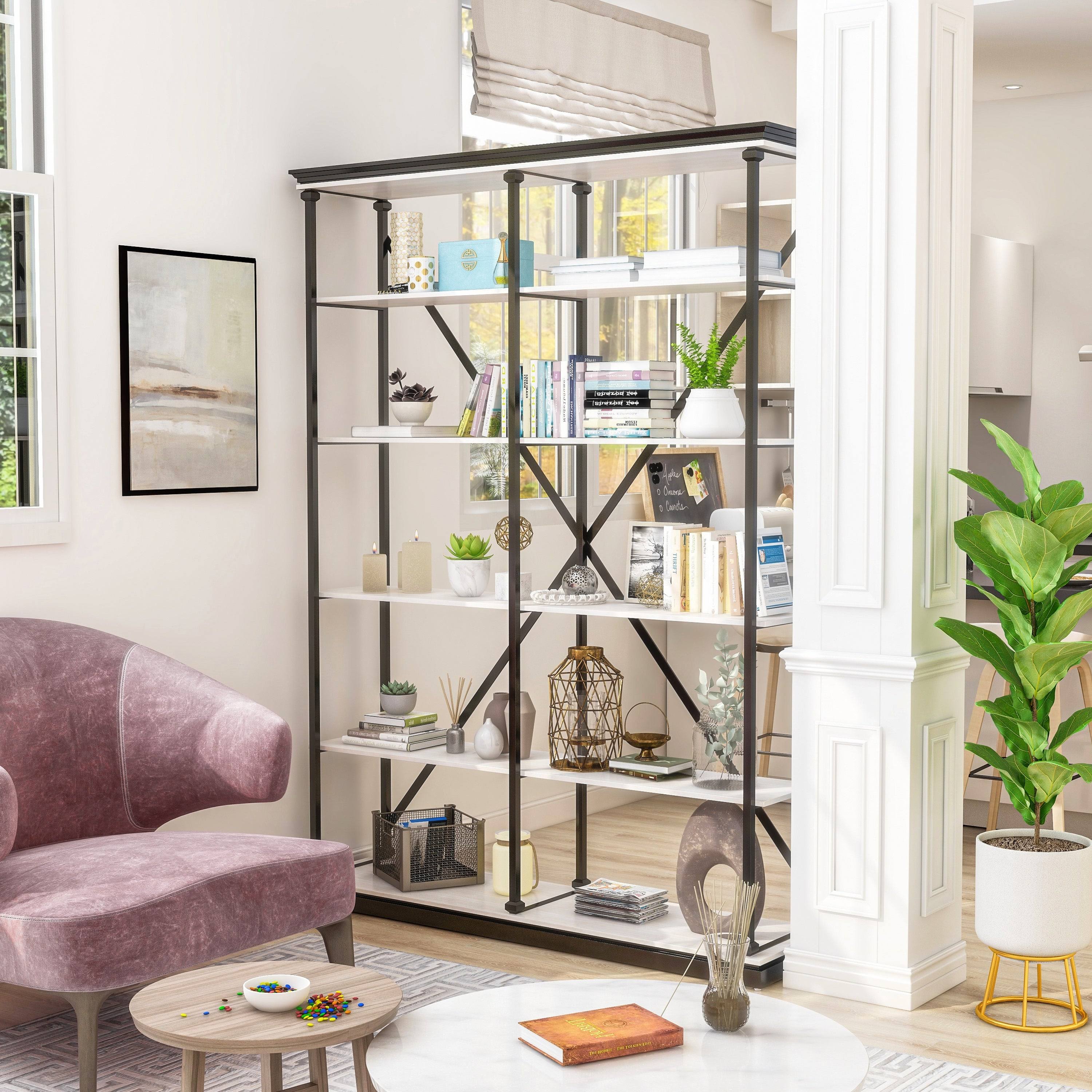 Antique Grey 5 Layer Metal Bookcase X76131