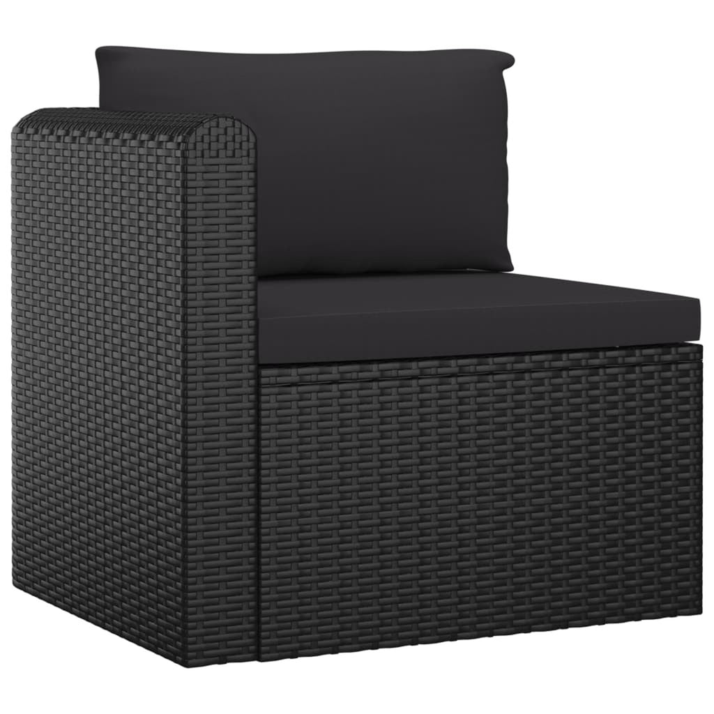 3 Piece Black Poly Rattan Outdoor Sofa Set D845282