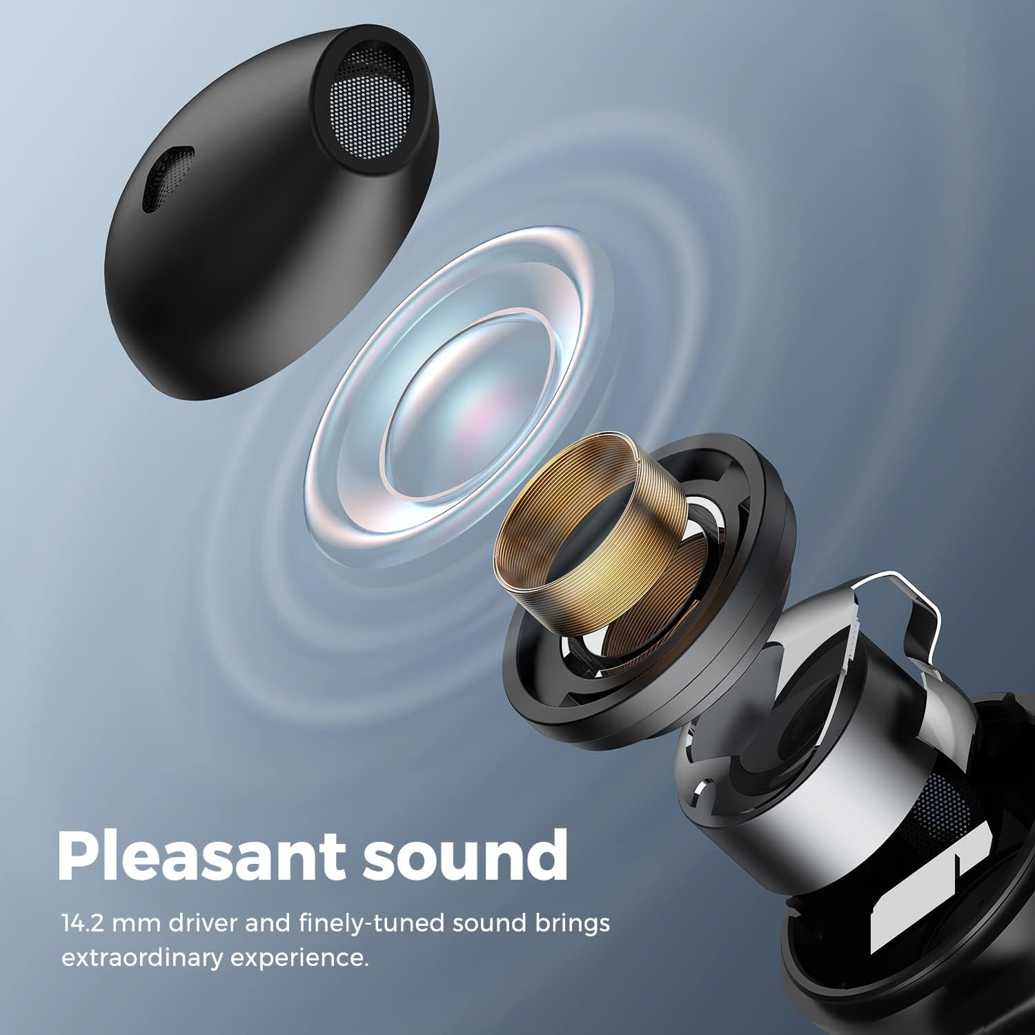 Wireless Earbuds with 14.2mm Driver, Bluetooth V5.2, Four Mic, Game Mode, 17.5 Hrs P2788