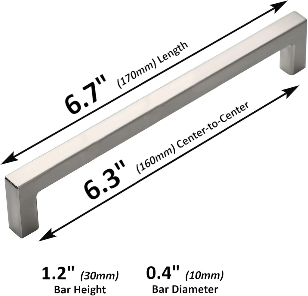 25-Pack Square Bar Pulls Cabinet Handle 5 Brushed Nickel P91170