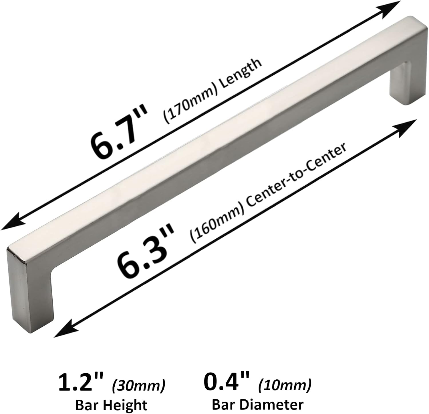 25-Pack Square Bar Pulls Cabinet Handle 5 Brushed Nickel P91170
