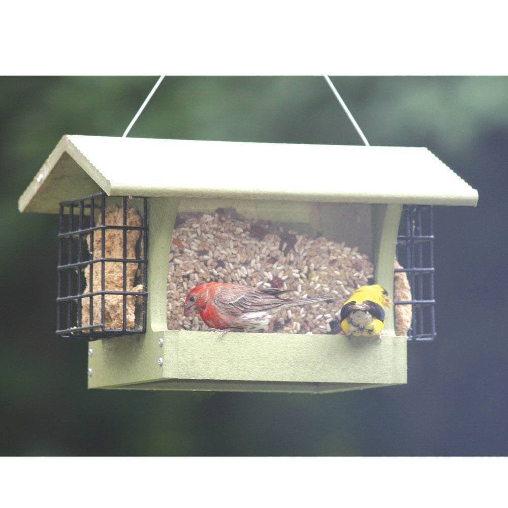 Recycled Medium Hopper Bird Feeder with Suet Cages M5400