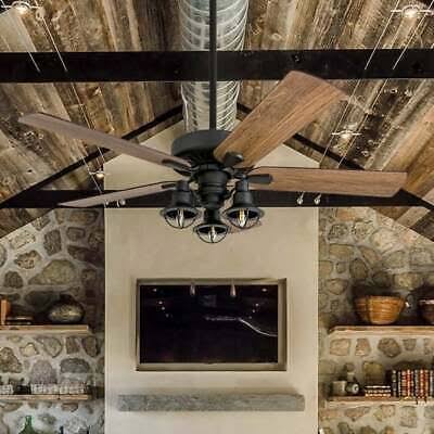 Rustic Industrial Farmhouse LED Ceiling Fan with Light Kit and Remote, 52x22 T12751