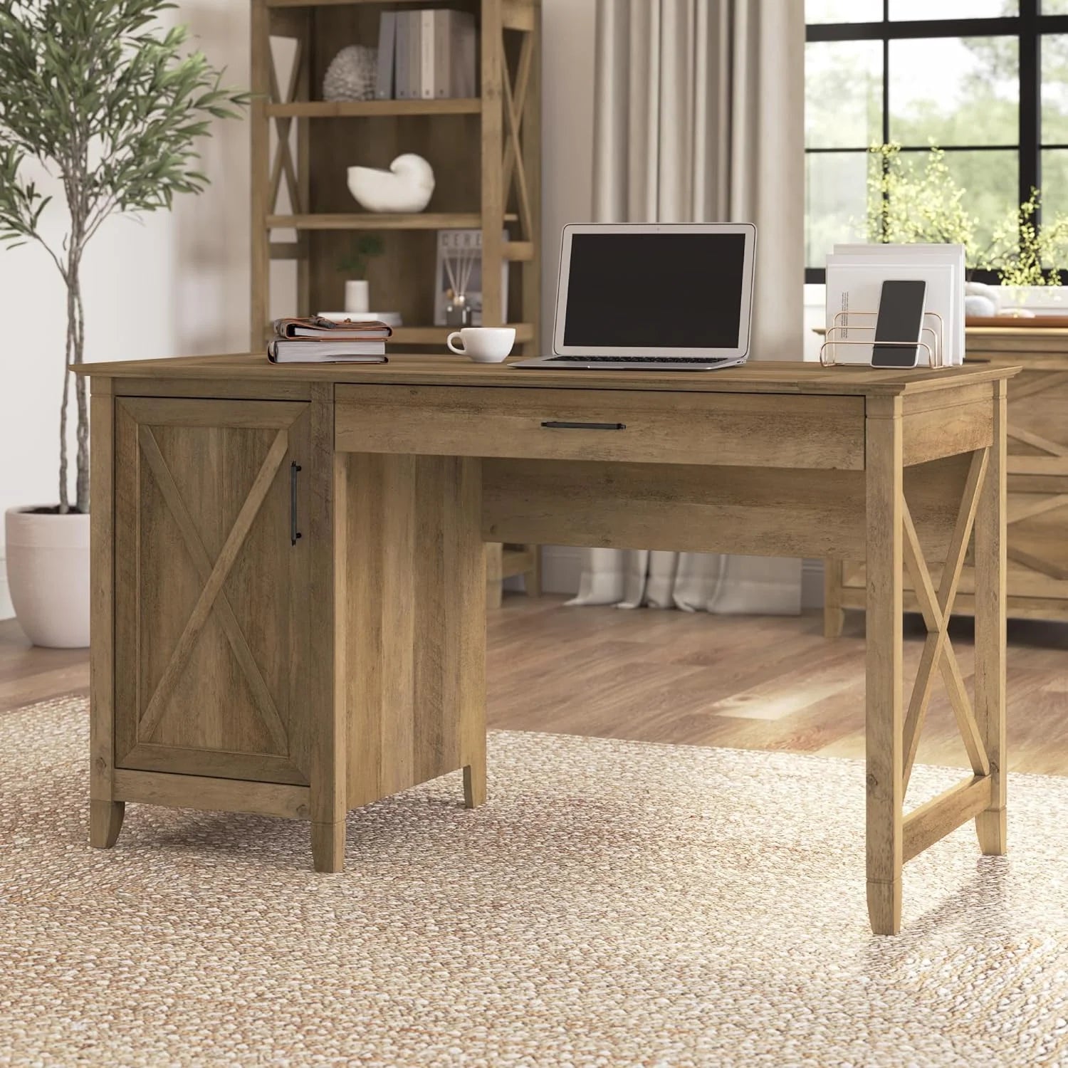 Reclaimed Pine Computer Desk with Storage Z634750