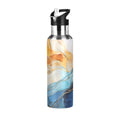 Yellow and Blue Marble Stainless Steel Insulated Water Bottle with Straw Lid X925712
