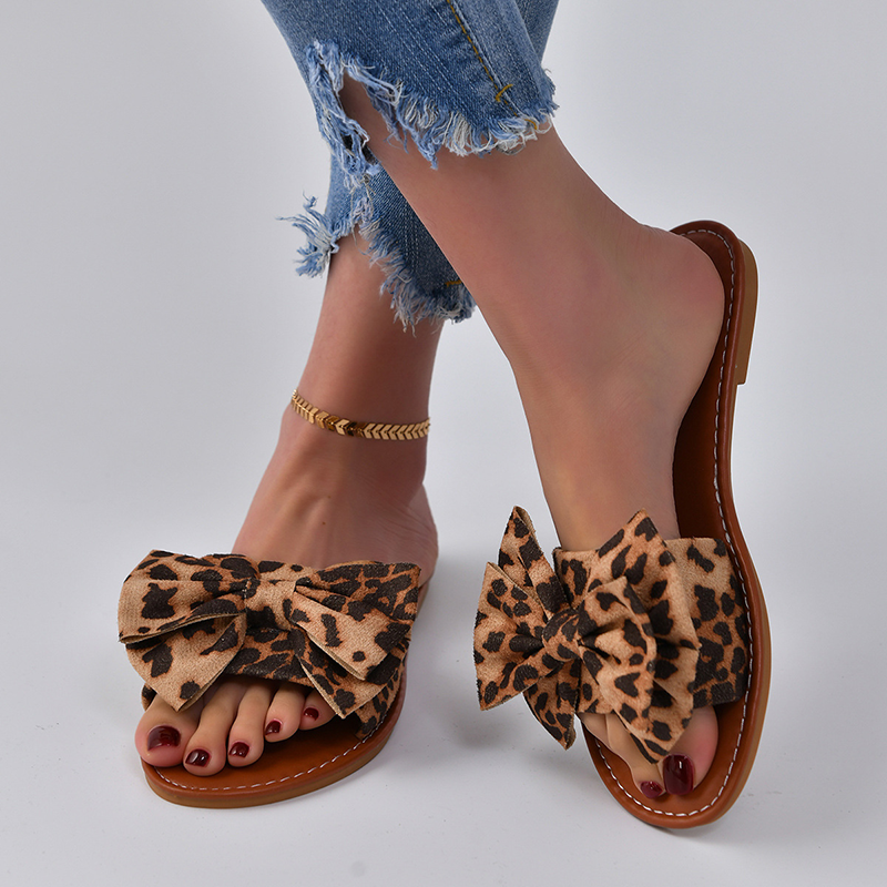 Women's Leopard-Print Bow Slippers