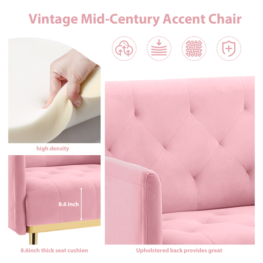 Black Velvet Accent Chair with Metal Legs Q754251
