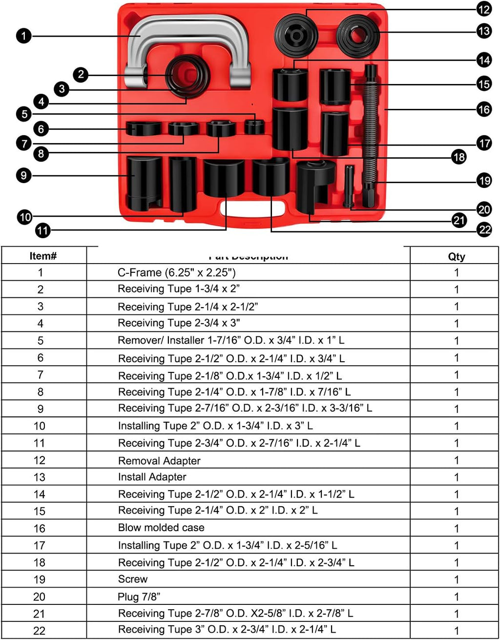 21 Pc Ball Joint Press Kit with 4x4 Adapters J922523