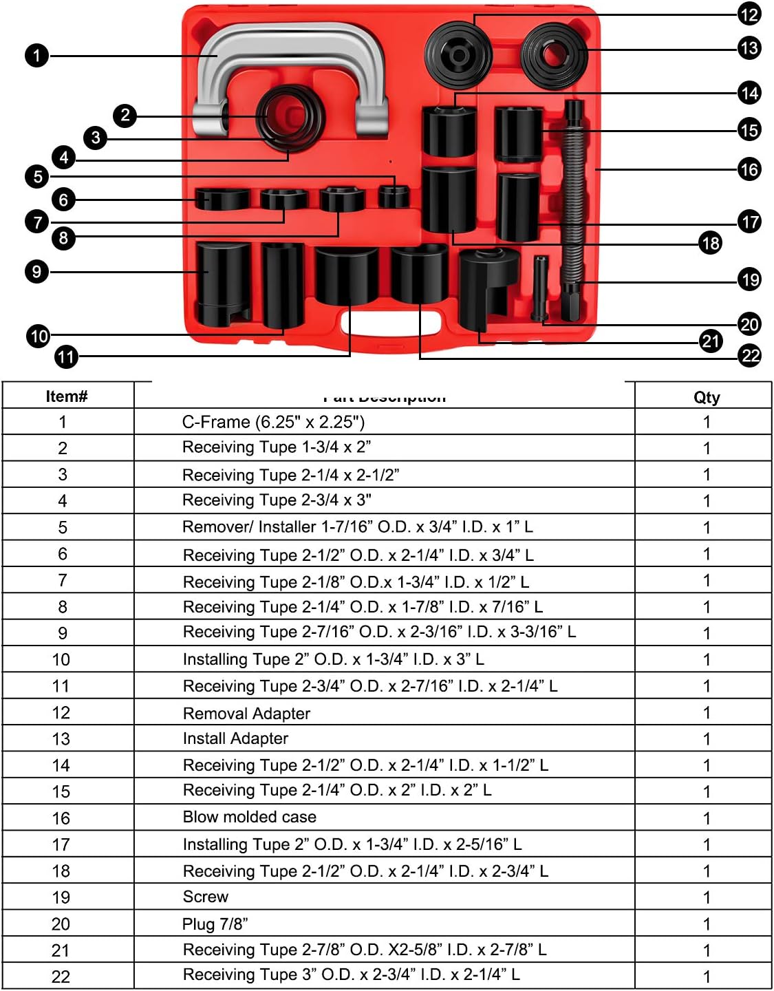21 Pc Ball Joint Press Kit with 4x4 Adapters J922523