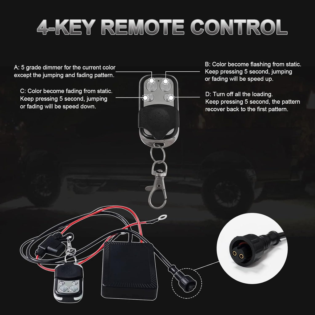 4PCS Pure White 17” Car Rim Lights Waterproof Tire Light Kit with Remote Control Q553828