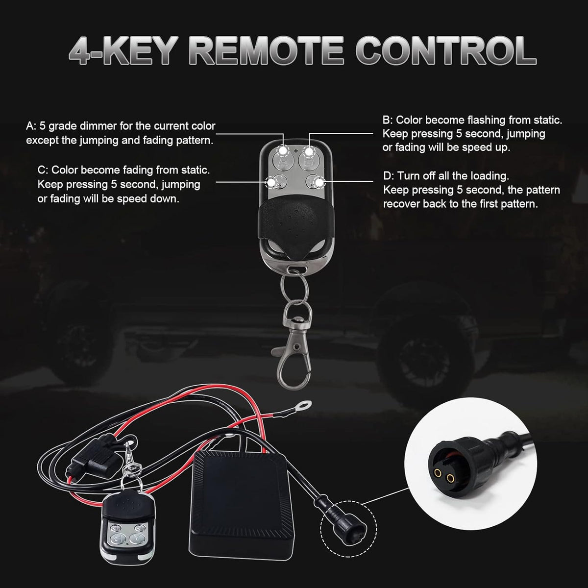 4PCS Pure White 17” Car Rim Lights Waterproof Tire Light Kit with Remote Control Q553828